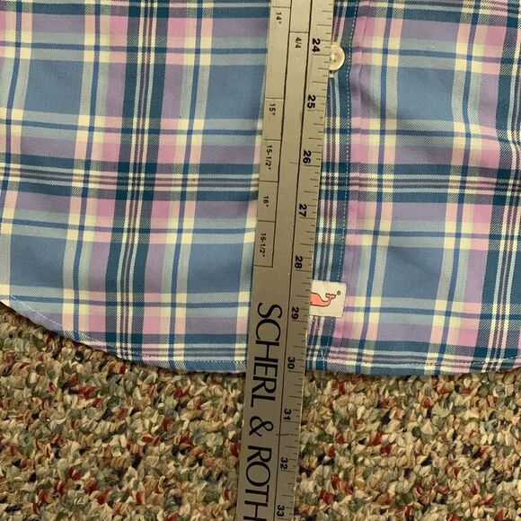 Vineyard Vines Slim Fit Murray Blue Pink Plaid Performance Flannel Shirt Size S - Picture 10 of 12